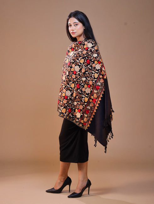 Women's Aari Embroidered Wool Stole